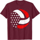 American Flag Patriotic 4th of July Volleyball Player Women Men T-Shirt - T-Shirt | Maroon