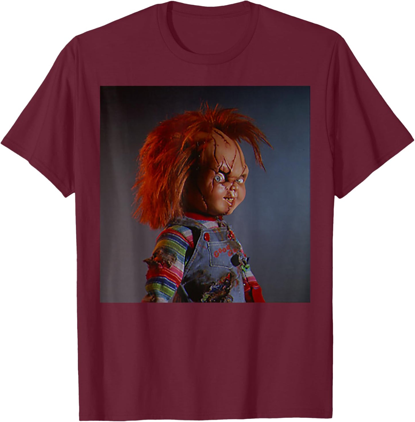 Bride of Chucky- Chucky Death Stare T-Shirt - T-Shirt | Maroon