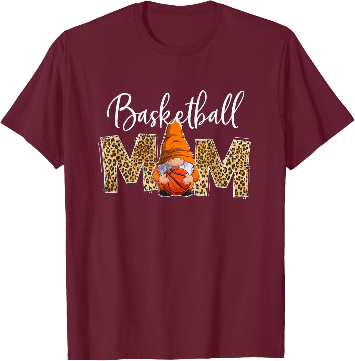 Basketball Mom Life Gnome Game Day Leopard Mother's Day T-Shirt - T-Shirt | Maroon