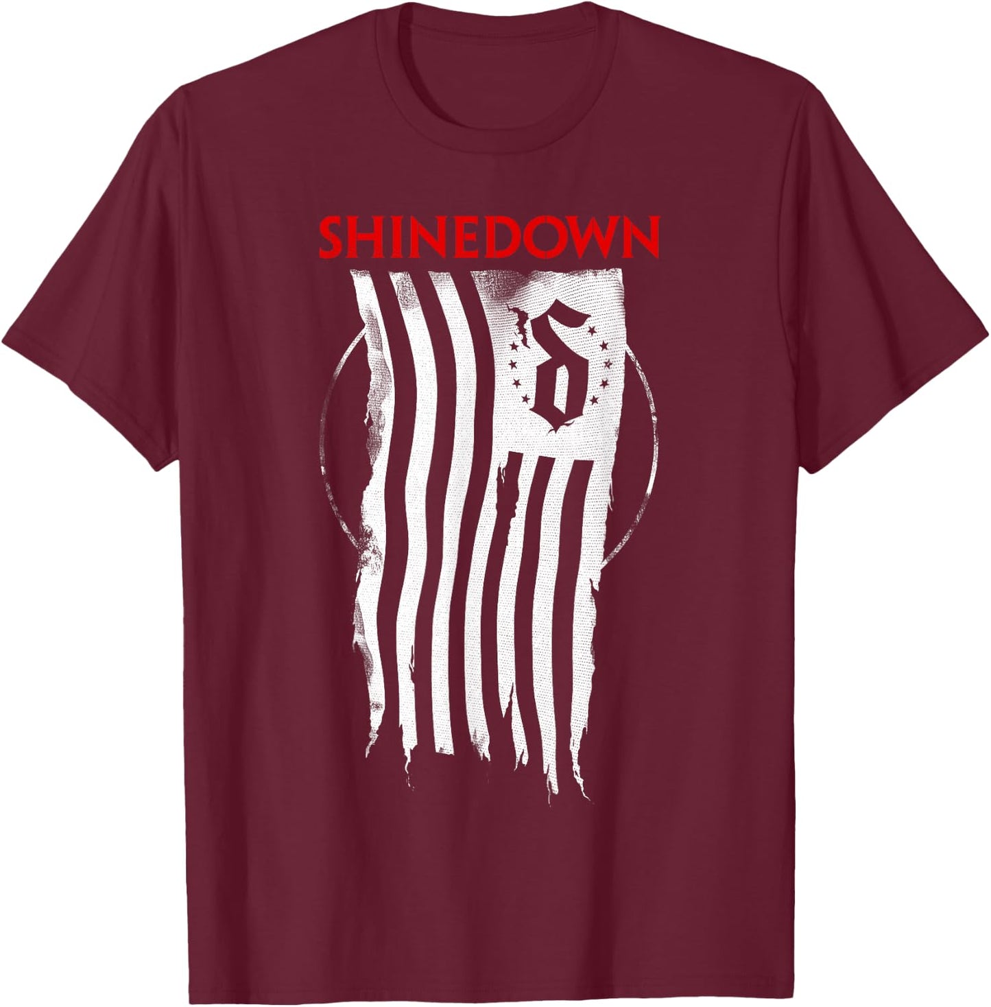 Shinedown Shredded Flag T-Shirt - T-Shirt | Maroon