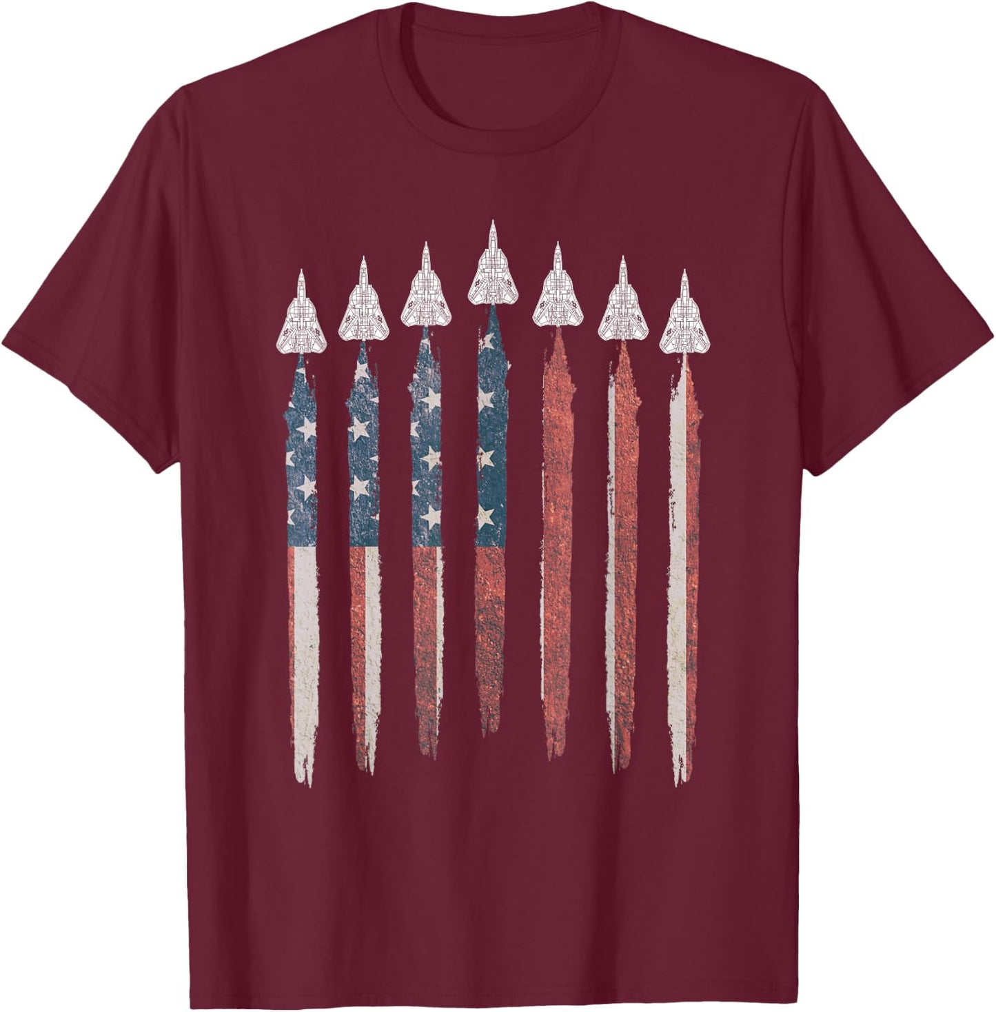 F14 Tomcat Fighter Jet USA Flag Airplane F-14 4th Of July Men T-Shirt - T-Shirt | Maroon