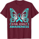 Teal Ribbon, Teal Butterfly, Sexual Assault Awareness Women T-Shirt - T-Shirt | Maroon