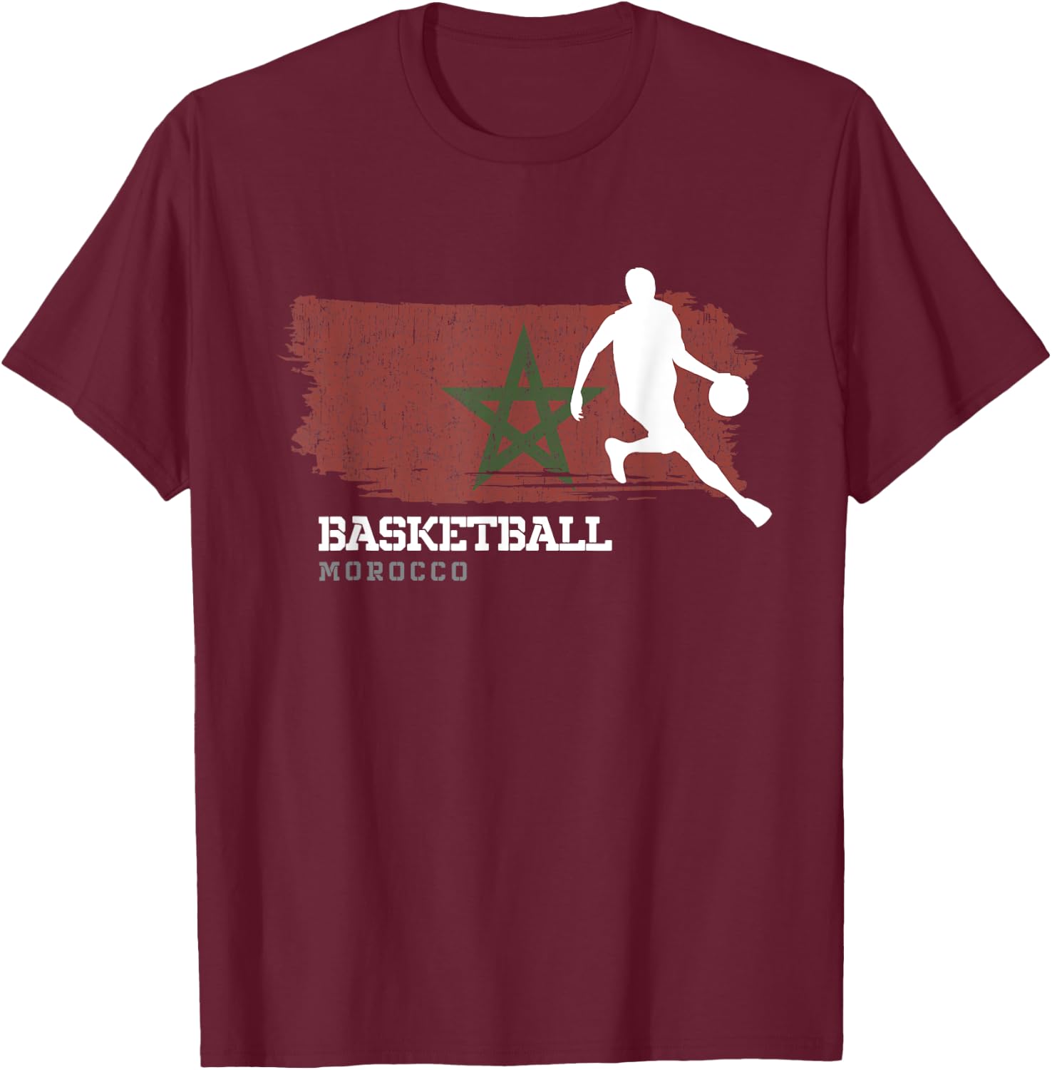 Morocco Basketball Team B-Ball Basketball T-Shirt - T-Shirt | Maroon