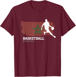 Morocco Basketball Team B-Ball Basketball T-Shirt - T-Shirt | Maroon