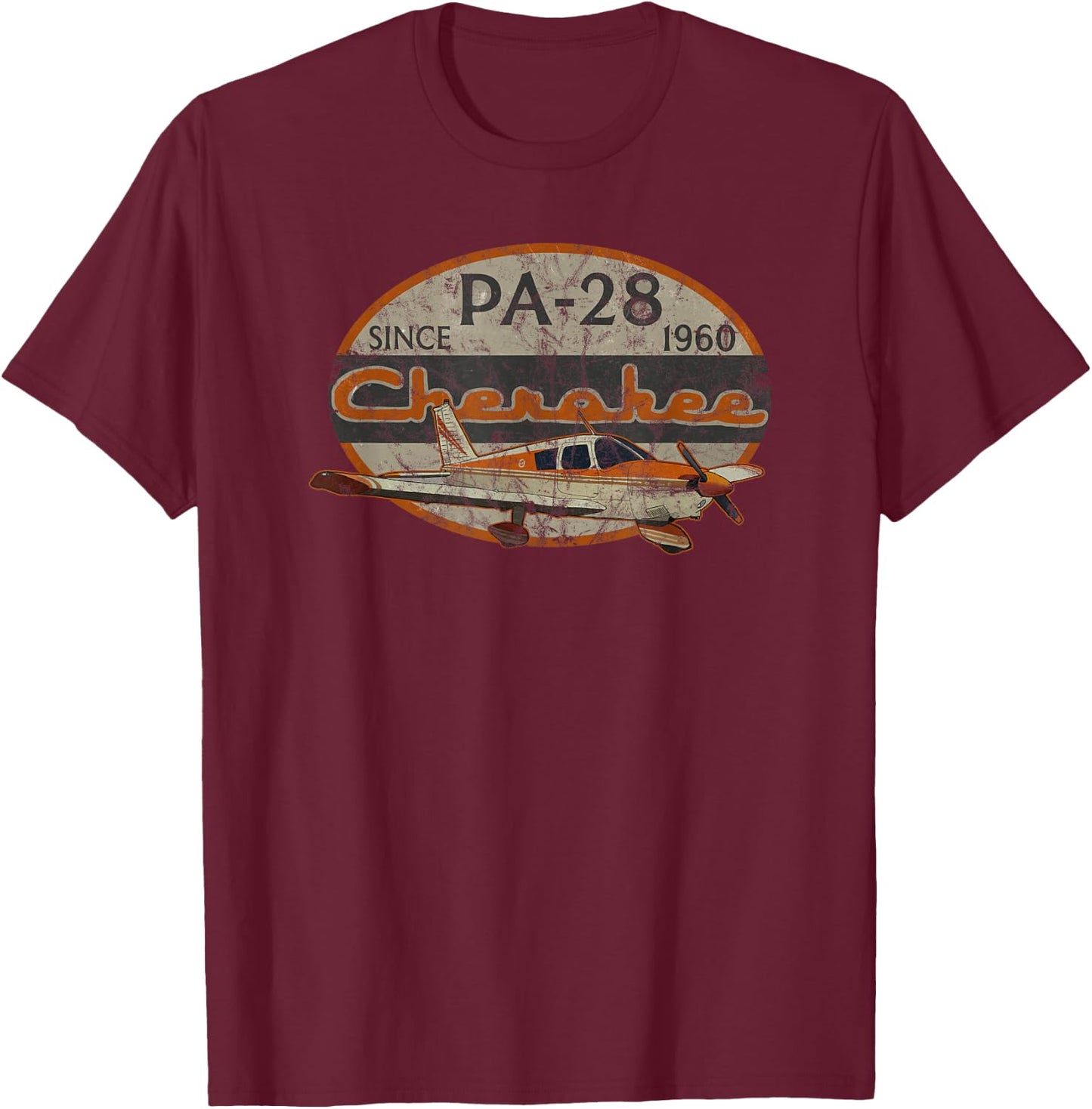 PA-28 Cherokee Airplane Since 1960 Retro Vintage Pilot T-Shirt - T-Shirt | Maroon