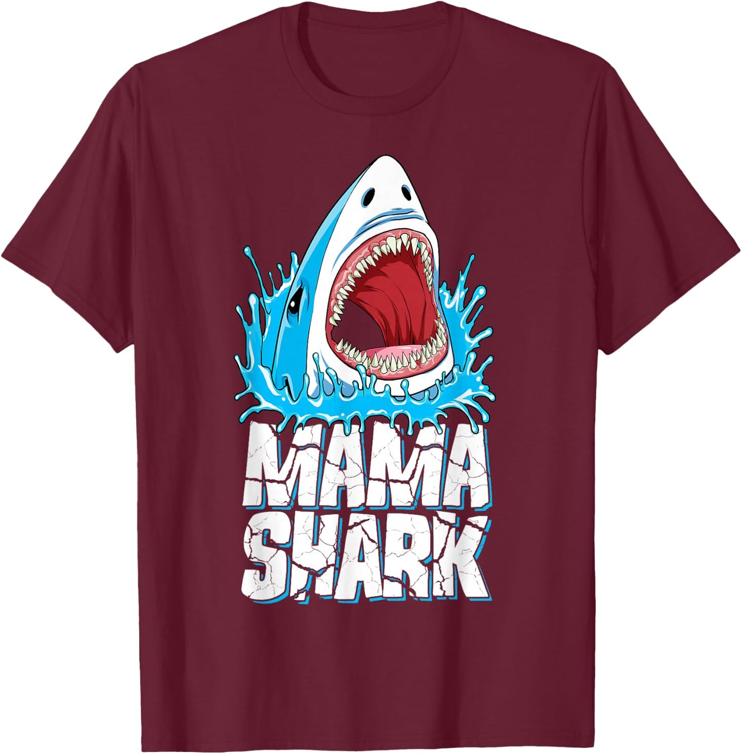 Mama Shark T Shirt Family Matching Moms Women Jawsome Gift T-Shirt - T-Shirt | Maroon