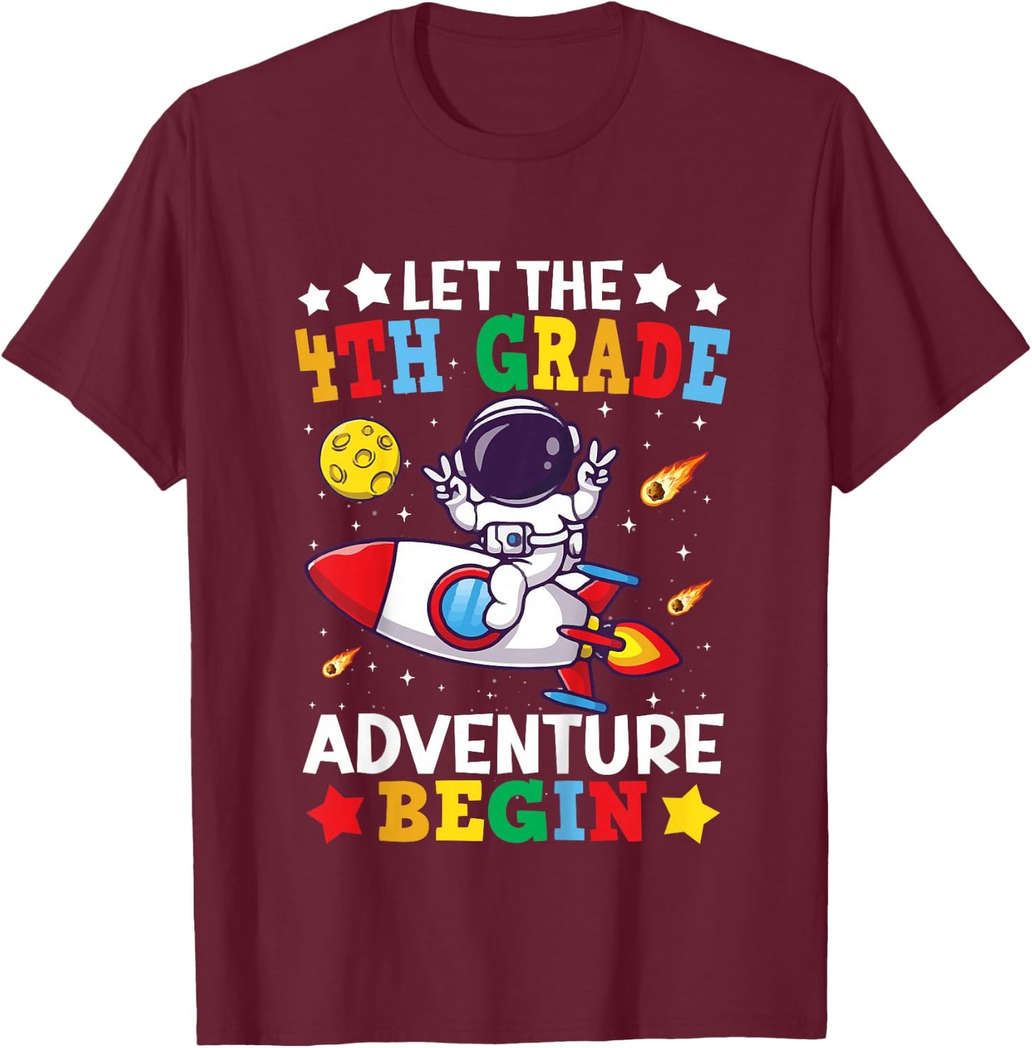 4th Grade Student Astronaut For Boys Fourth Grade Space T-Shirt - T-Shirt | Maroon