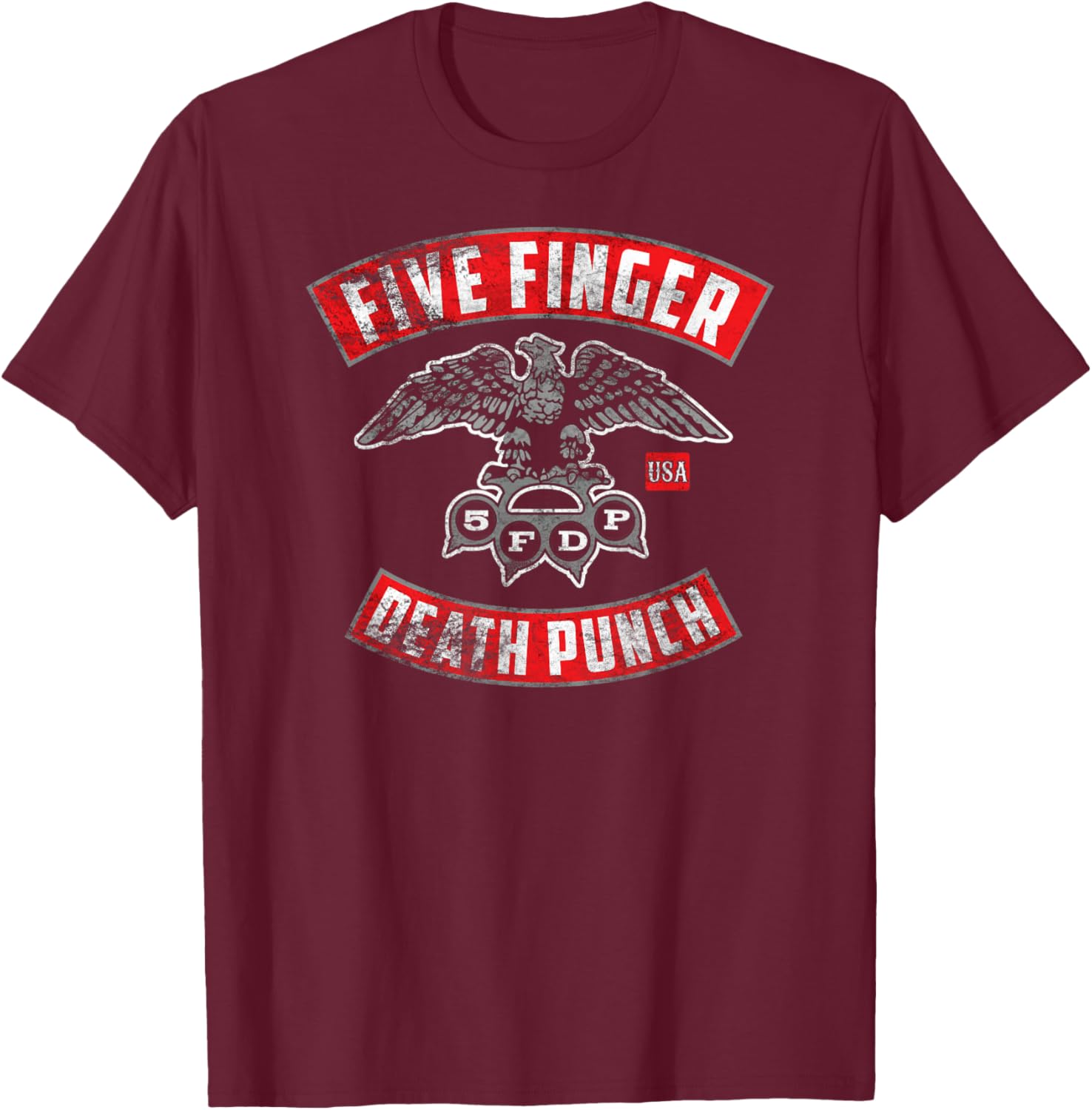 5FDP - Rocker Crest Distressed T-Shirt - T-Shirt | Maroon
