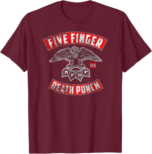 5FDP - Rocker Crest Distressed T-Shirt - T-Shirt | Maroon