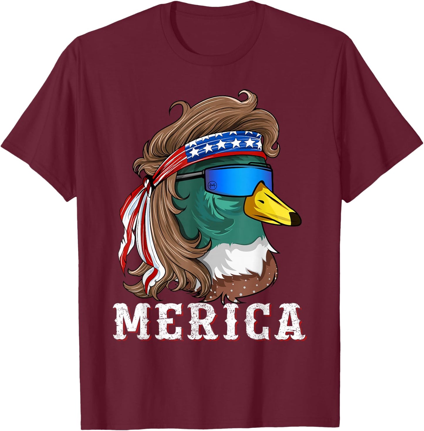 Patriotic Mallard Duck Hunting American Waterfowl Hunter T-Shirt - T-Shirt | Maroon