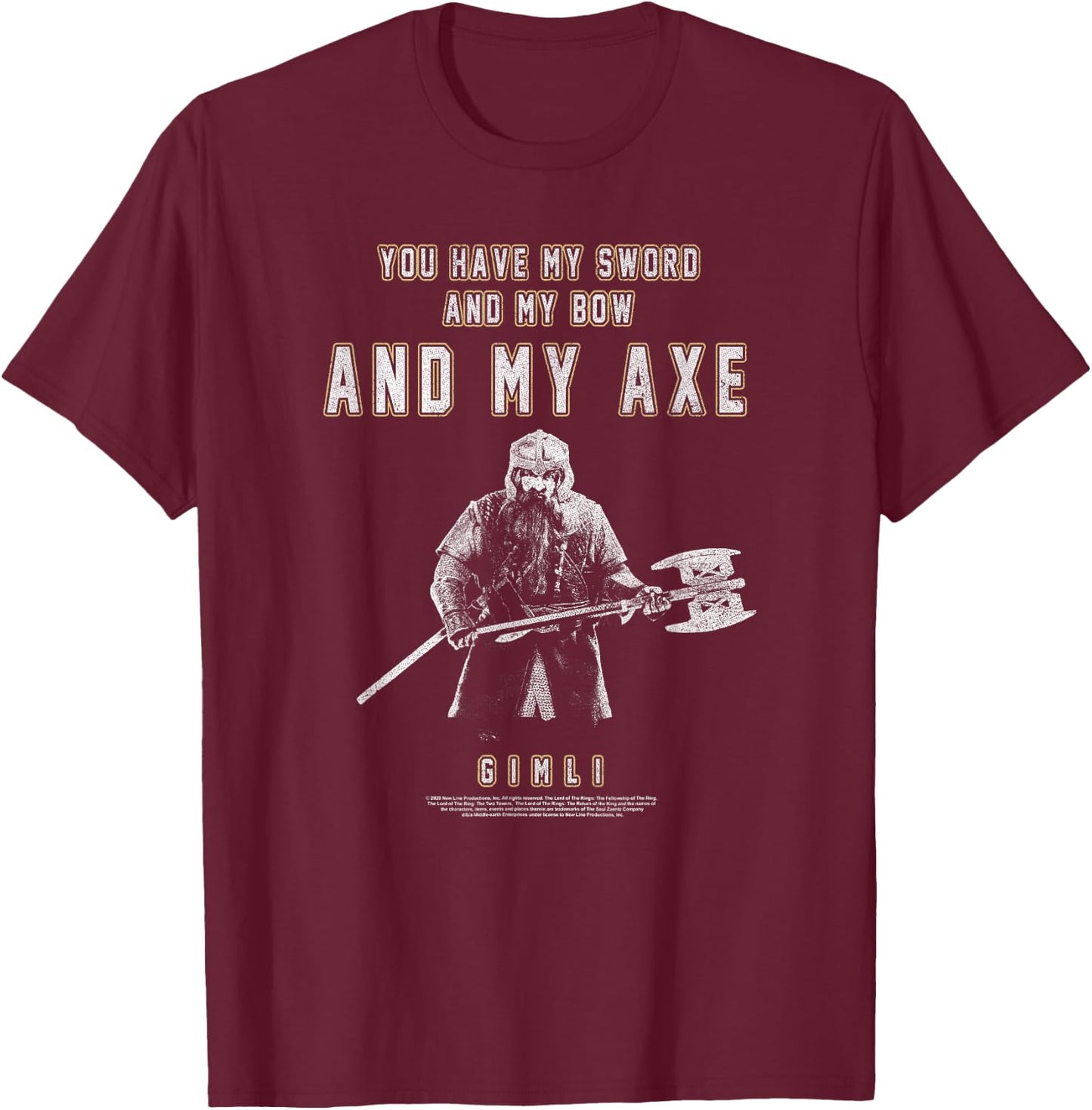 The Lord of The Rings Gimli You Have My Axe T-Shirt - T-Shirt | Maroon