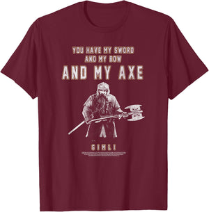 The Lord of The Rings Gimli You Have My Axe T-Shirt - T-Shirt | Maroon