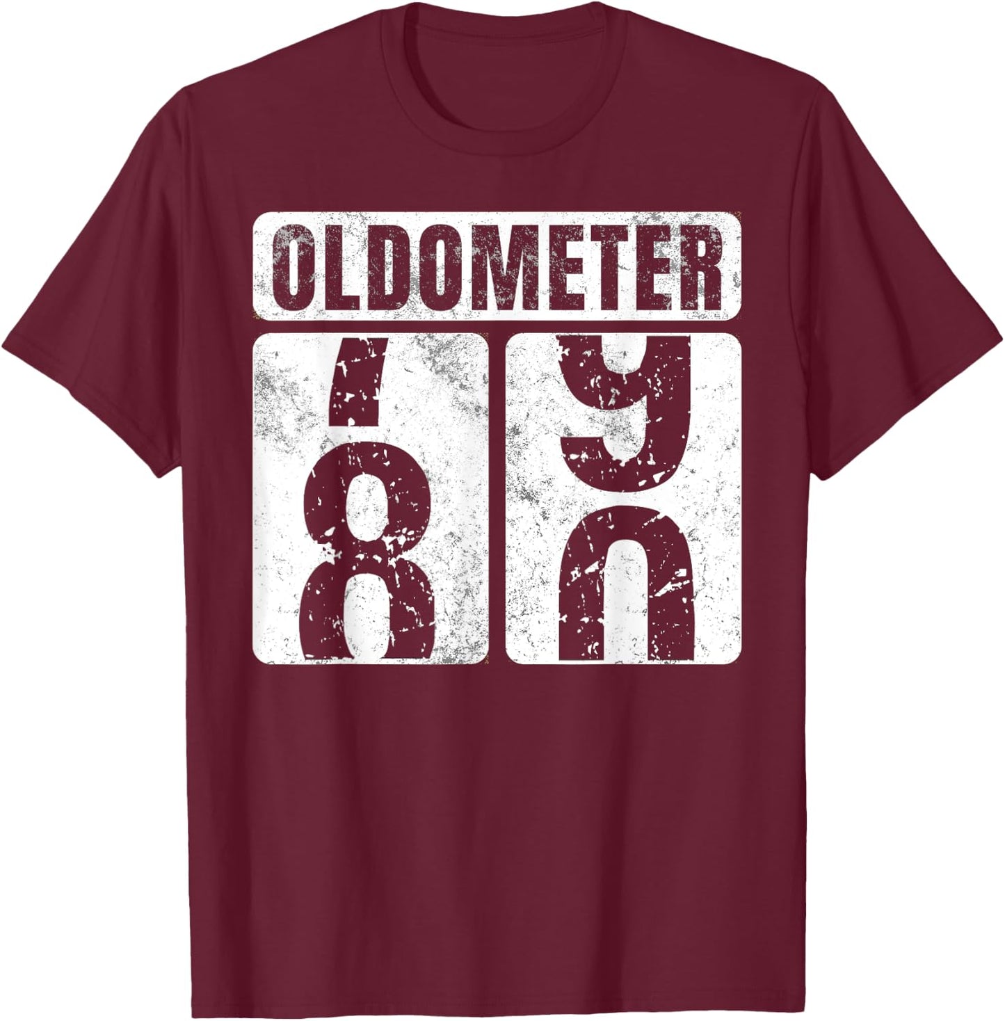 Oldometer 80 Shirt Vintage Funny 80th Birthday Gift T-Shirt - T-Shirt | Maroon