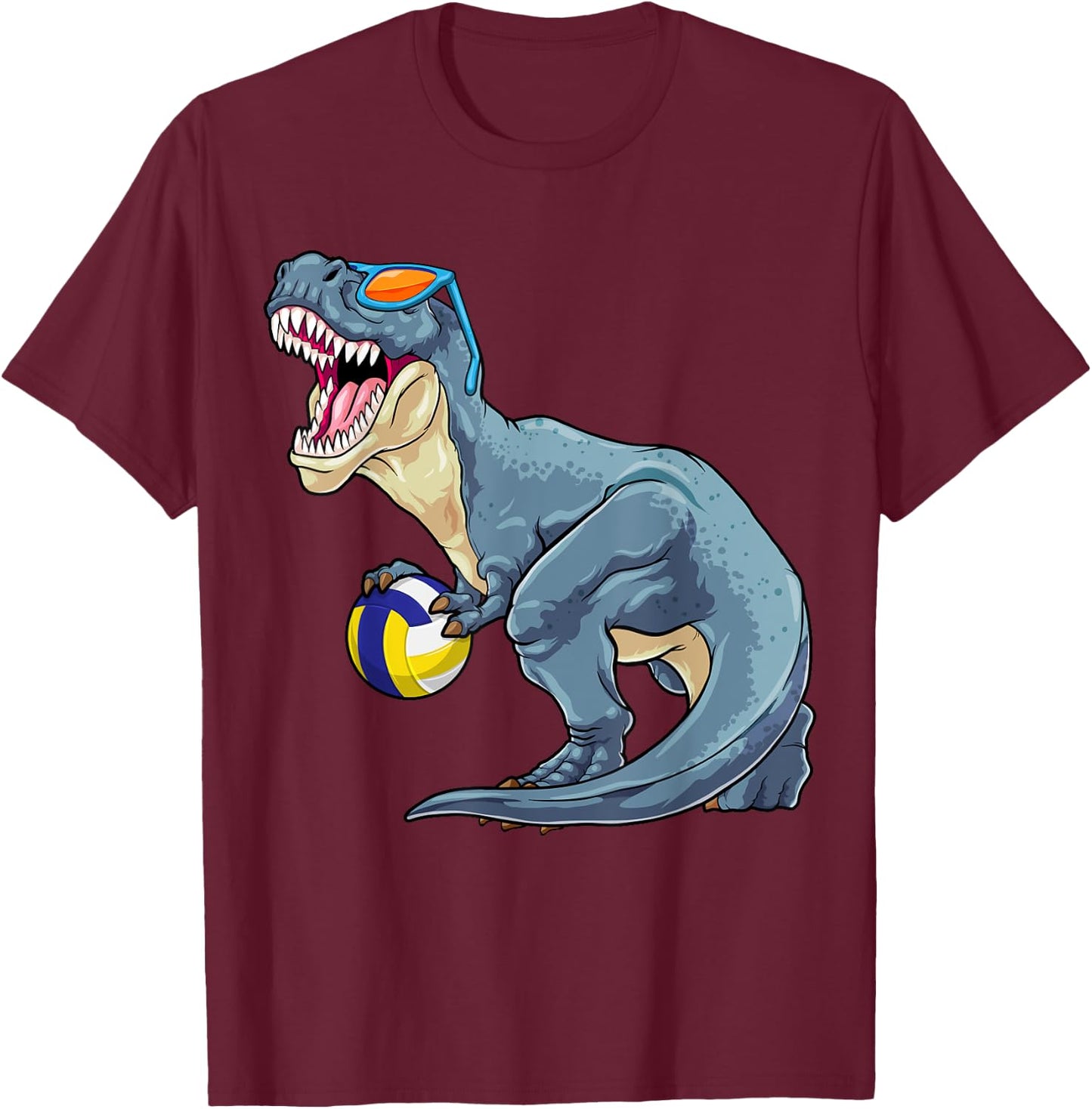 Trex Dinosaur Volleyball Cute Sport Toddler Player Kids Boys T-Shirt - T-Shirt | Maroon