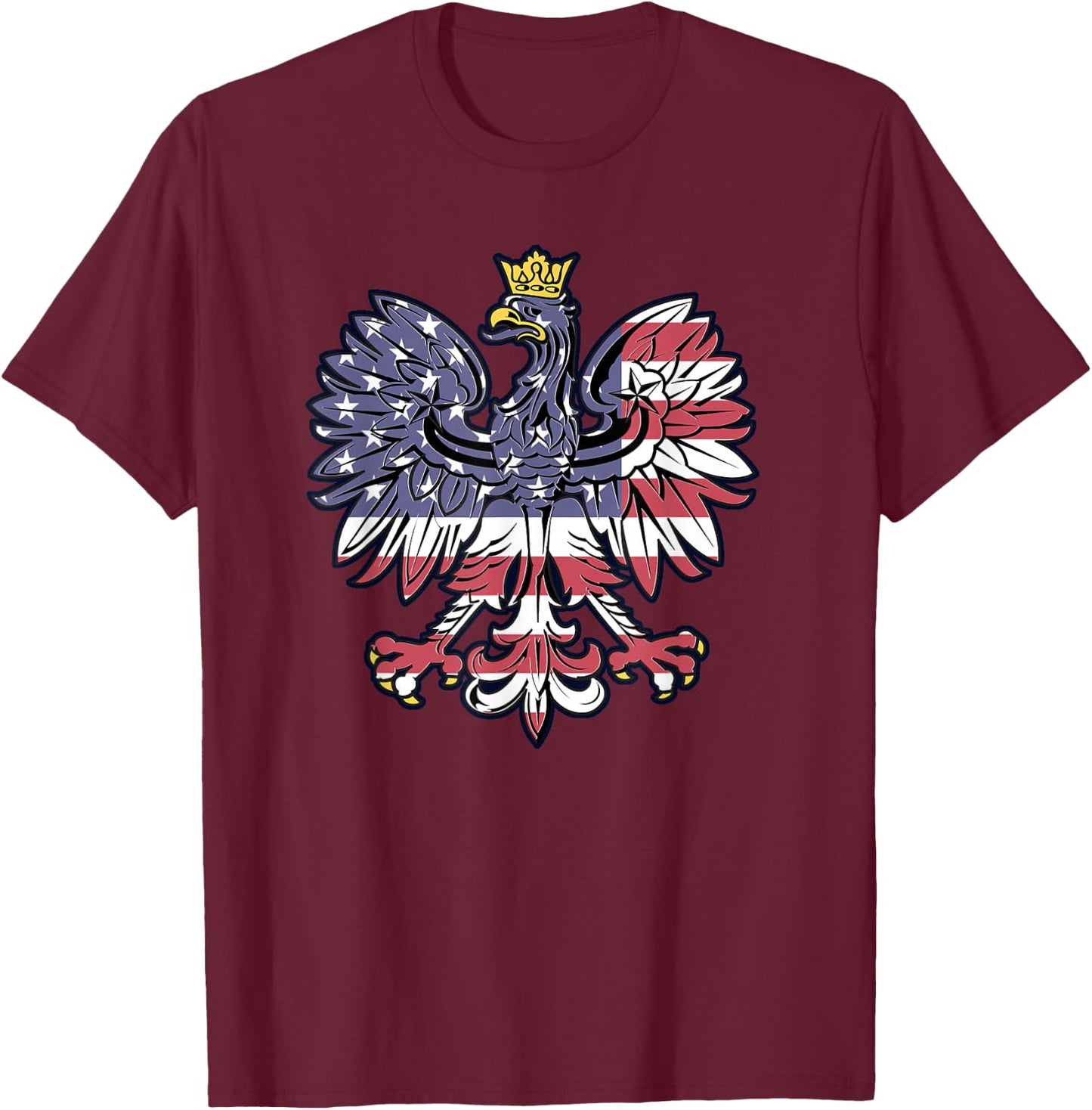 Polish Eagle American Flag Polish Roots Dyngus Day T-Shirt - T-Shirt | Maroon