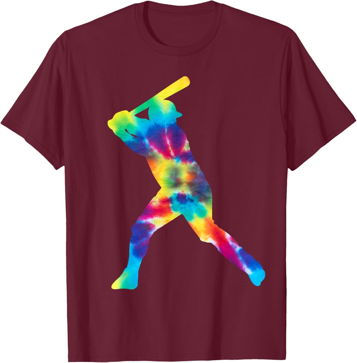 Baseball Fan Tie Dye Batter T-Shirt - T-Shirt | Maroon