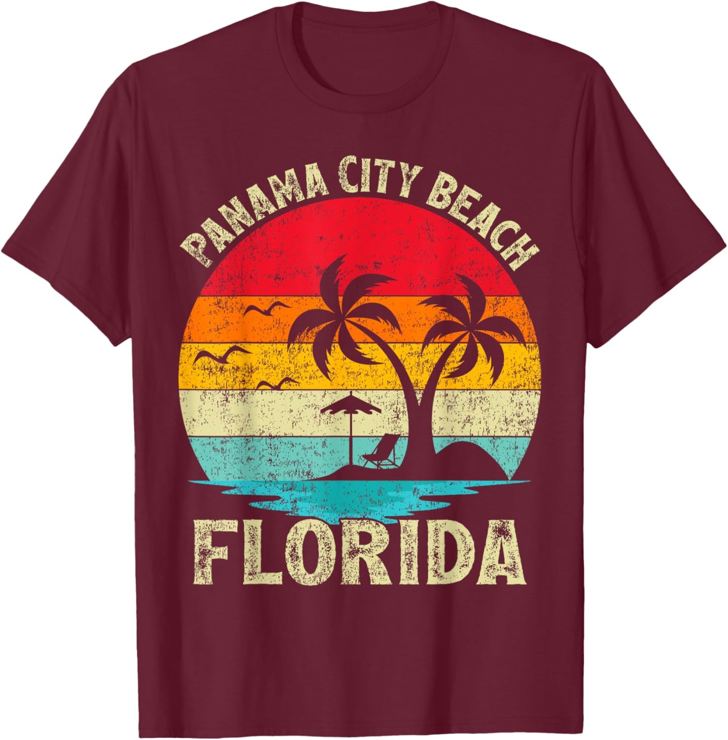 Family Vacation Vintage Retro Florida Panama City Beach Men Women Girls Kids T-Shirt - T-Shirt | Maroon