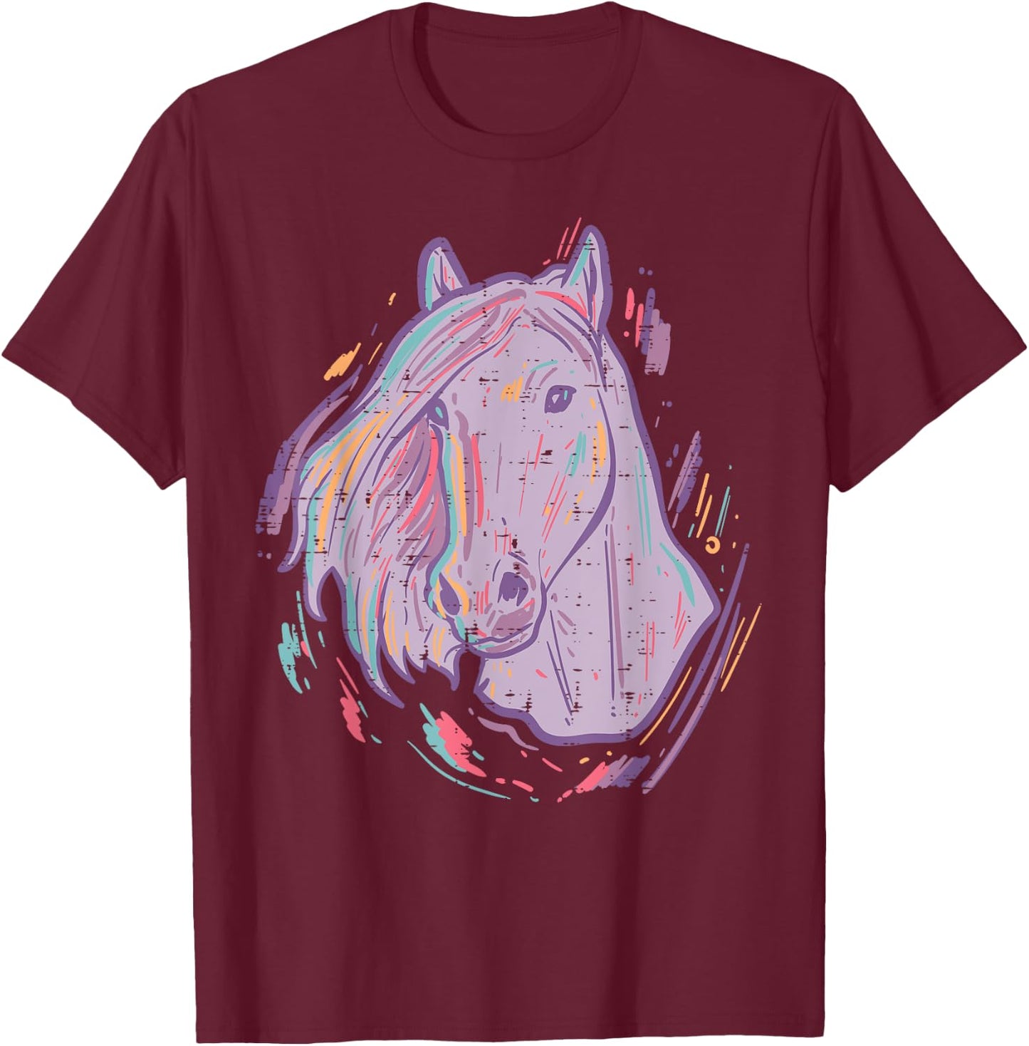 Purple Horse Painting Animal Art Equestrian Men Women Kids T-Shirt - T-Shirt | Maroon
