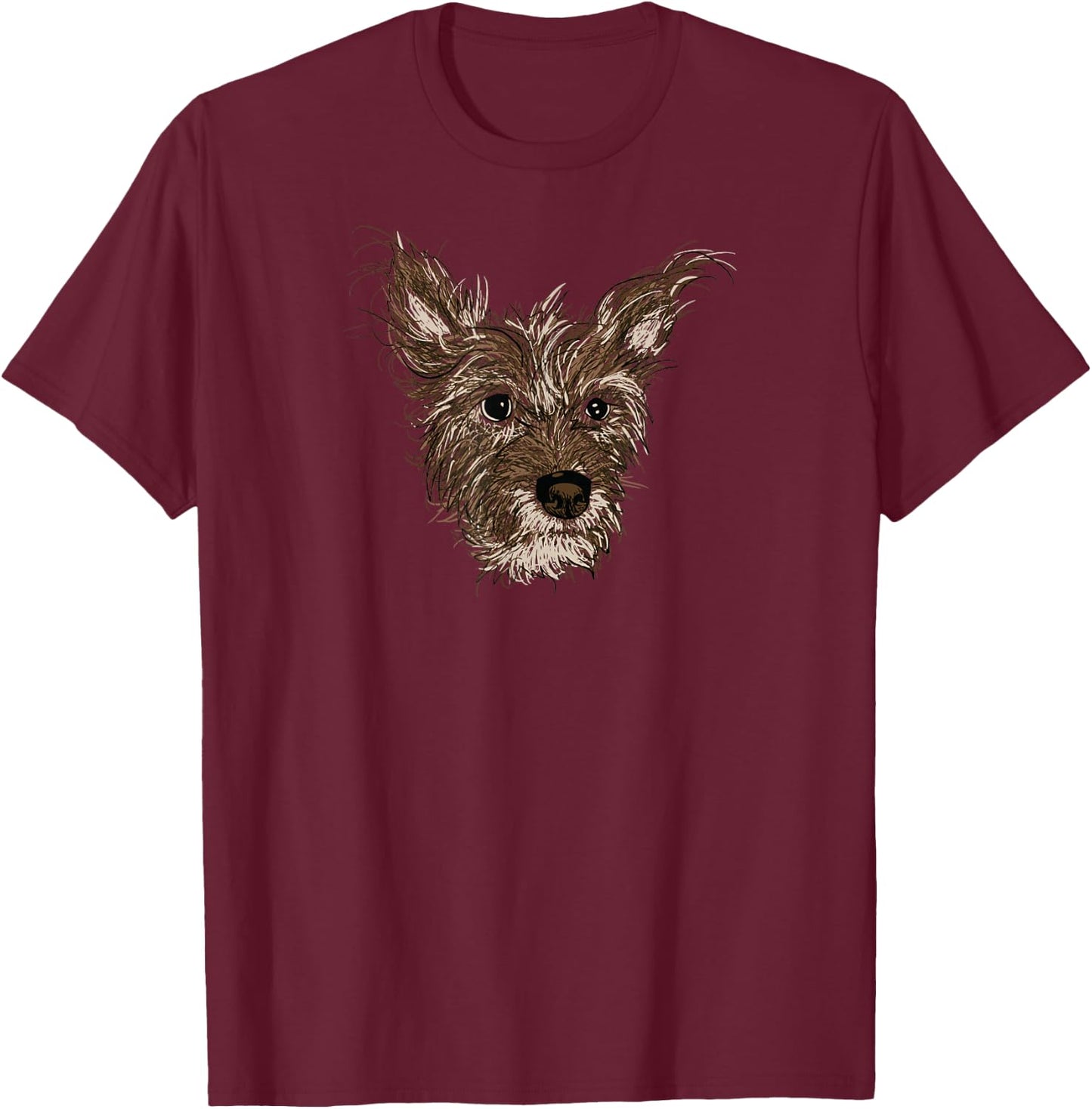 Hazie Pups Terrier Mix Scruffy Dog T-Shirt - T-Shirt | Maroon