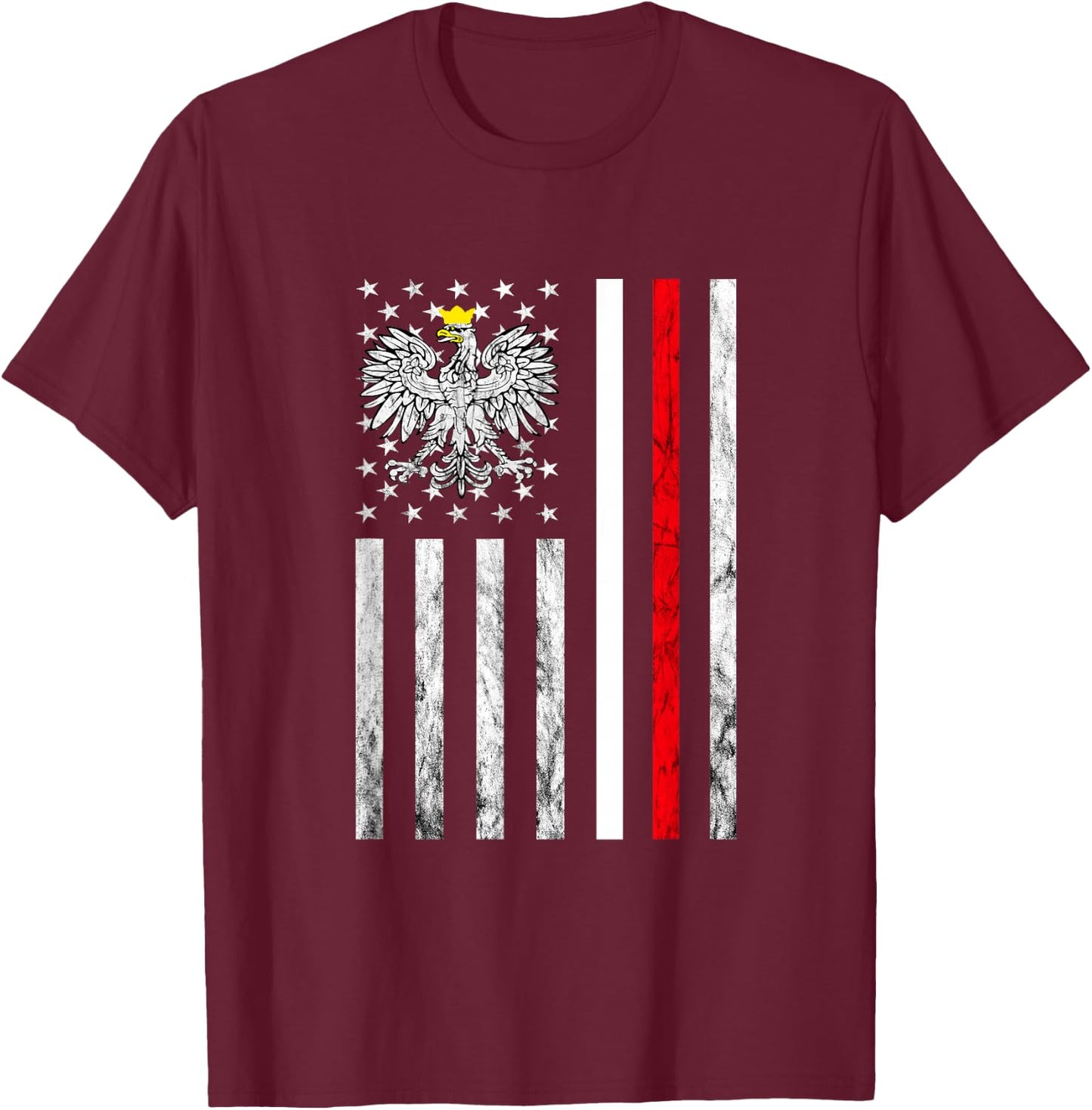 Polish Eagle Poland American USA Poland Flag Polish Roots T-Shirt - T-Shirt | Maroon