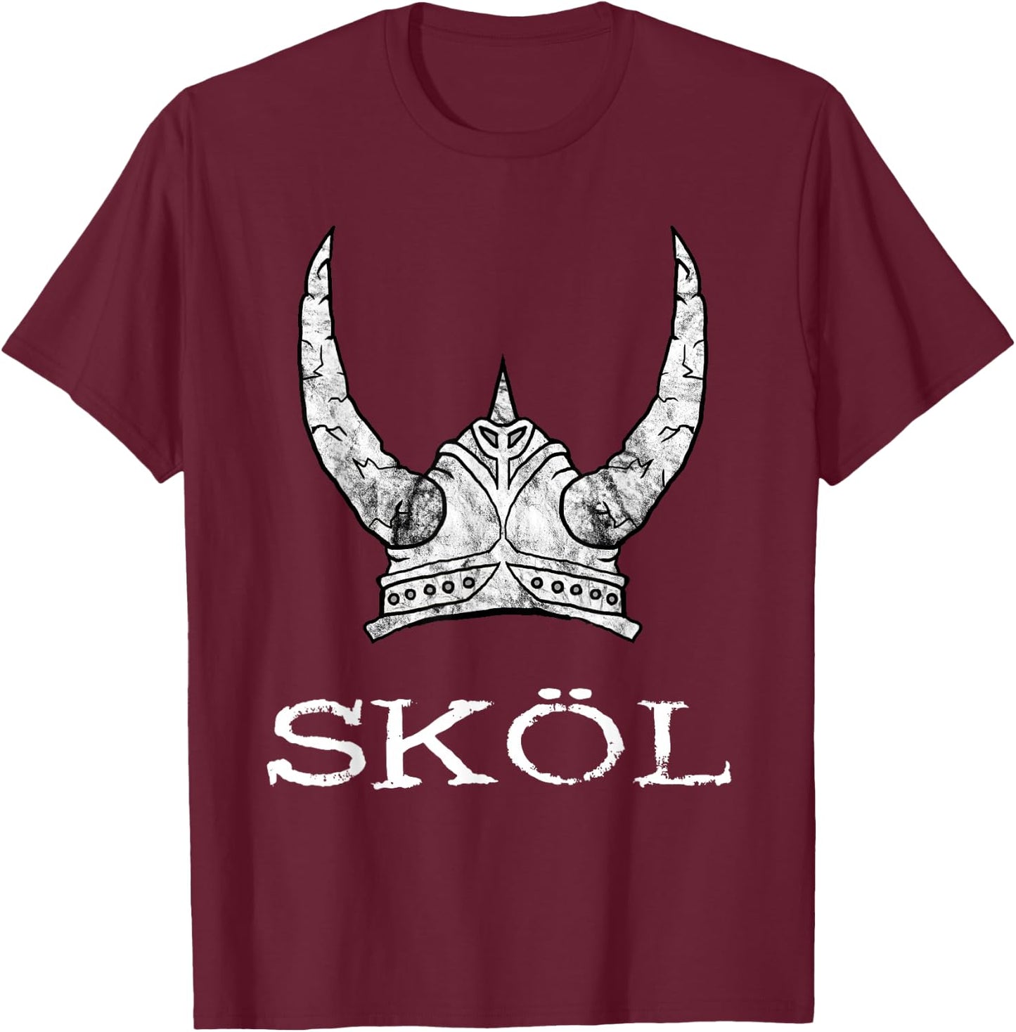 Skol Viking Helmet Nordic Scandinavian Norse Mythology T-Shirt - T-Shirt | Maroon