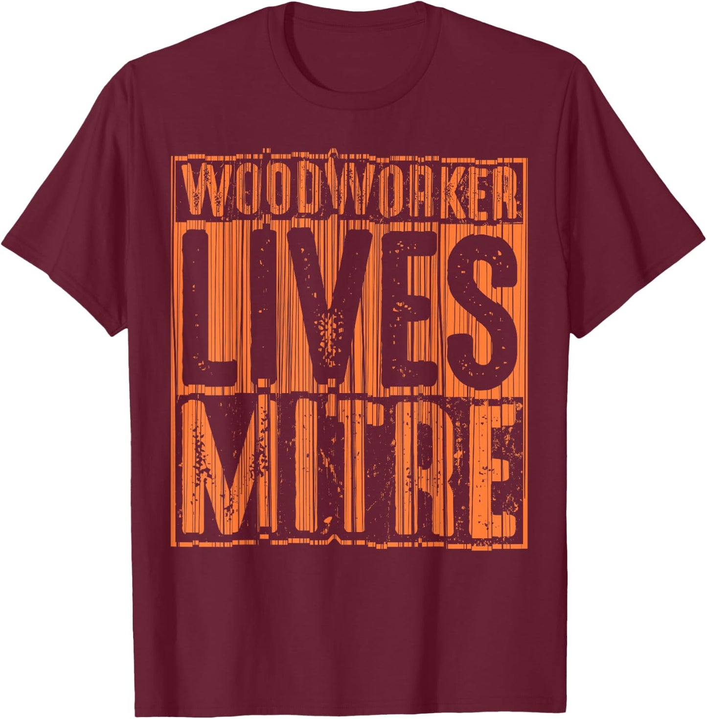 Funny Woodworker Lives Mitre Gift Cute Woodworking T-Shirt - T-Shirt | Maroon