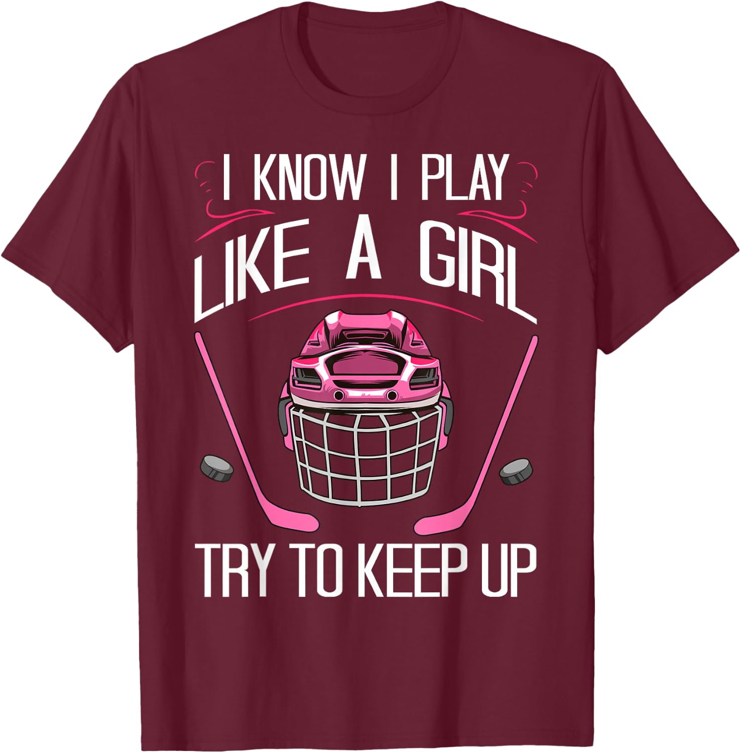 Funny Girls Hockey Designs Field Hockey Novelty T-Shirt - T-Shirt | Maroon
