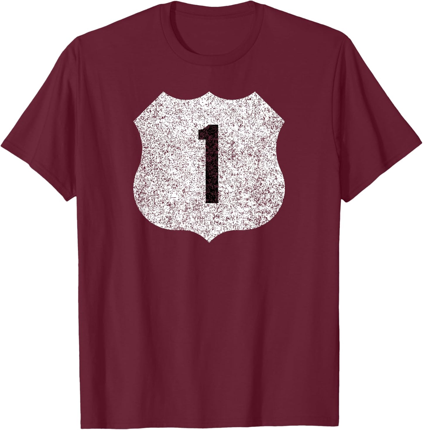 U.S. Highway 1 US1 Road Sign Route 1 T-Shirt - T-Shirt | Maroon