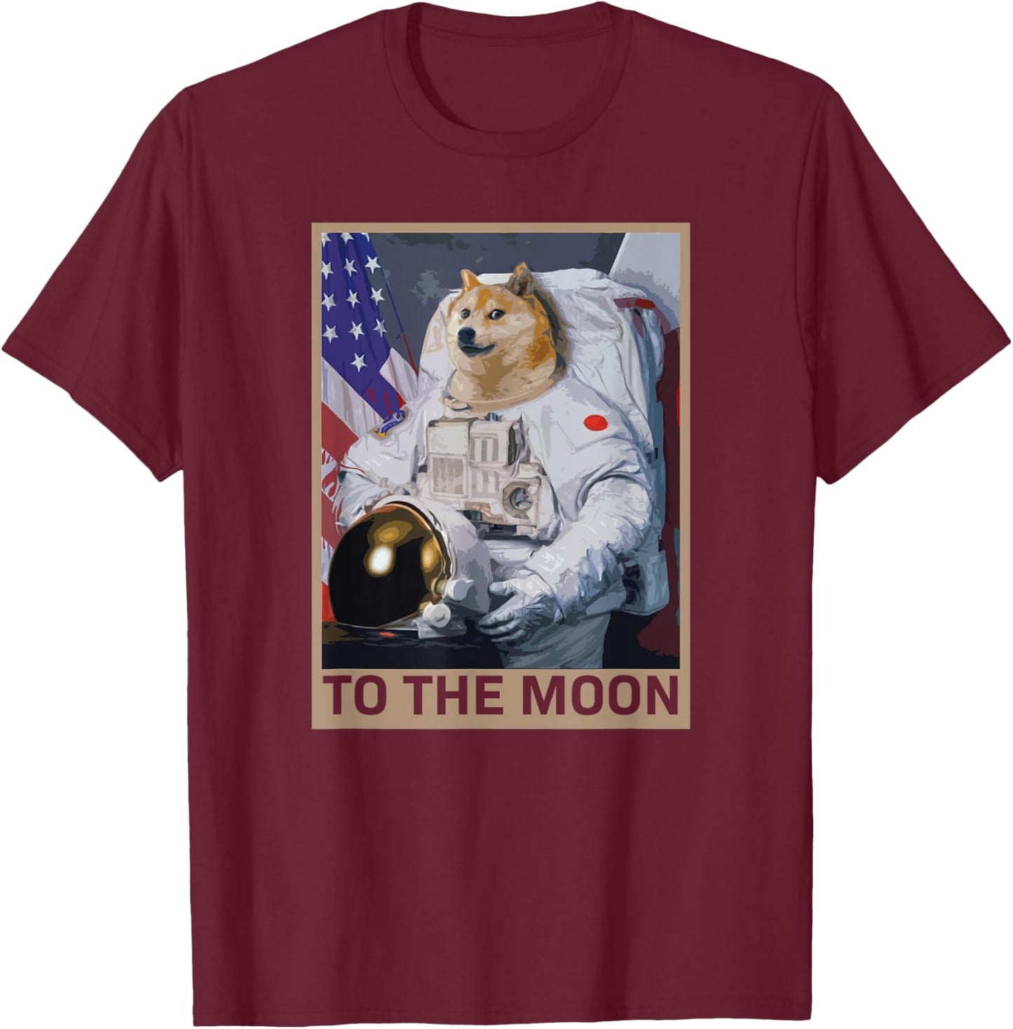 Dogecoin Astronaut To the Moon Blockchain HODL Crypto T-Shirt - T-Shirt | Maroon