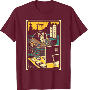 Samurai Warrior Computer Programmer T-Shirt - T-Shirt | Maroon