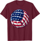 Volleyball American Flag Cute 4th Of July Funny America Gift T-Shirt - T-Shirt | Maroon