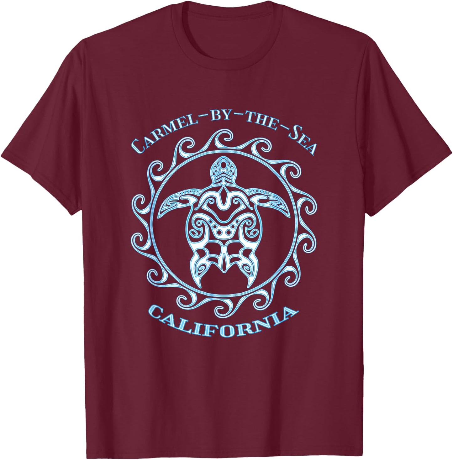 Carmel-by-the-Sea California Tribal Sea Turtle Summer T-Shirt - T-Shirt | Maroon