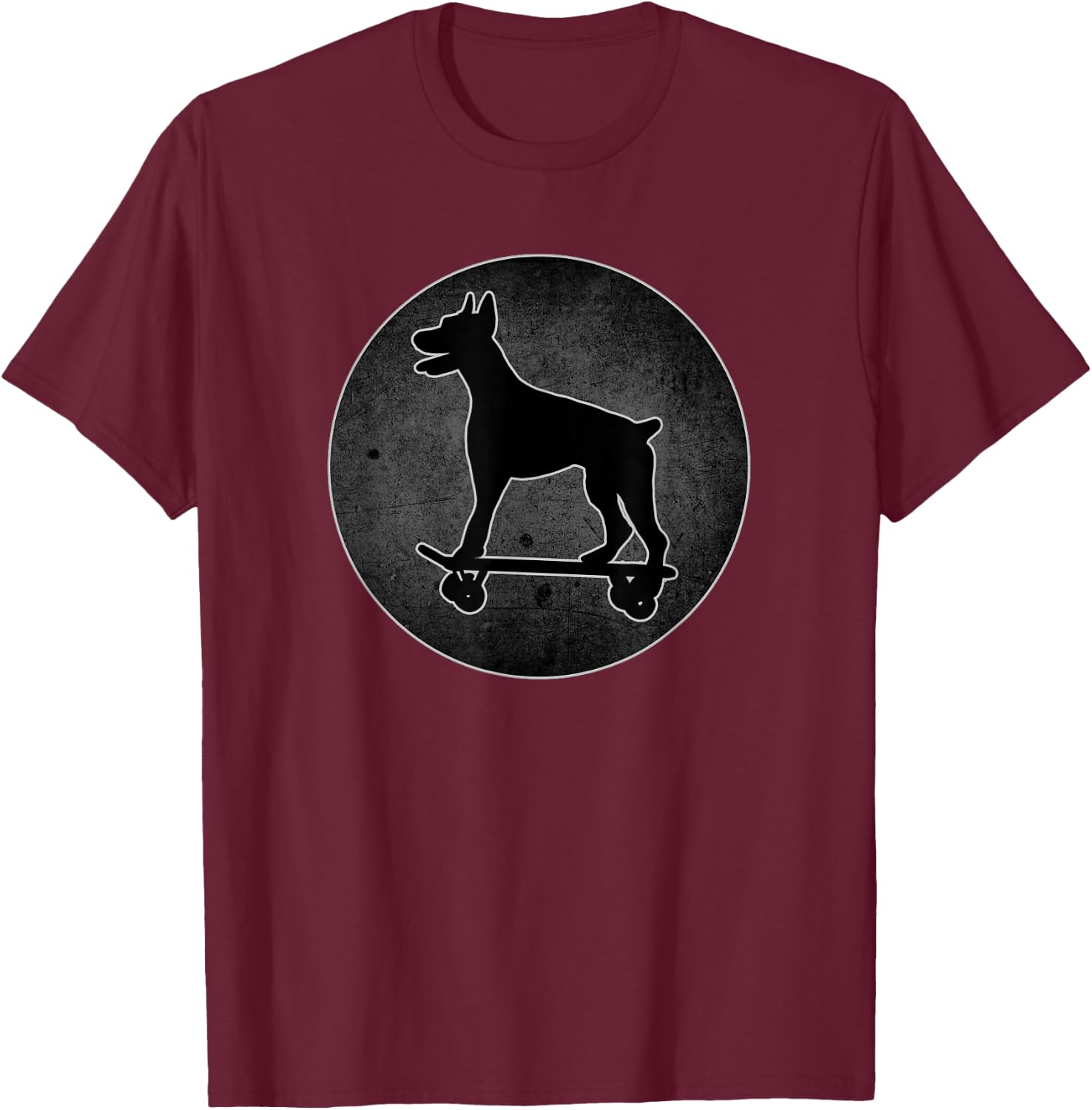 Skateboard Doberman Pinscher Gifts And Boys Dog T-Shirt - T-Shirt | Maroon