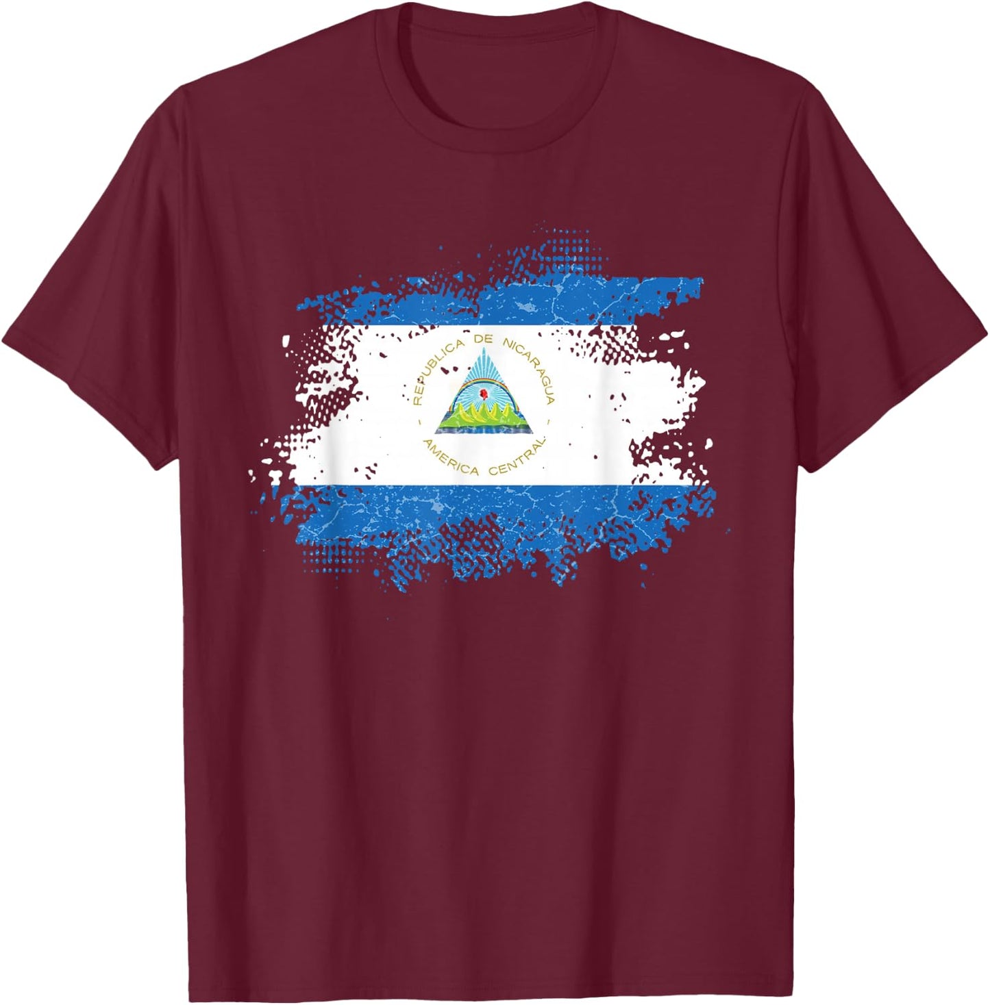 Nicaragua Flag T-Shirt - T-Shirt | Maroon