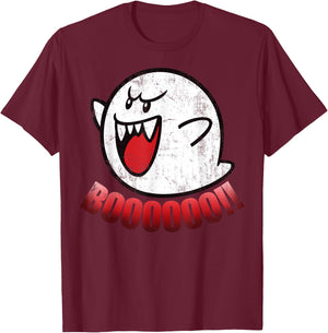 Super Mario Boos Jump Scare Graphic T-Shirt - T-Shirt | Maroon