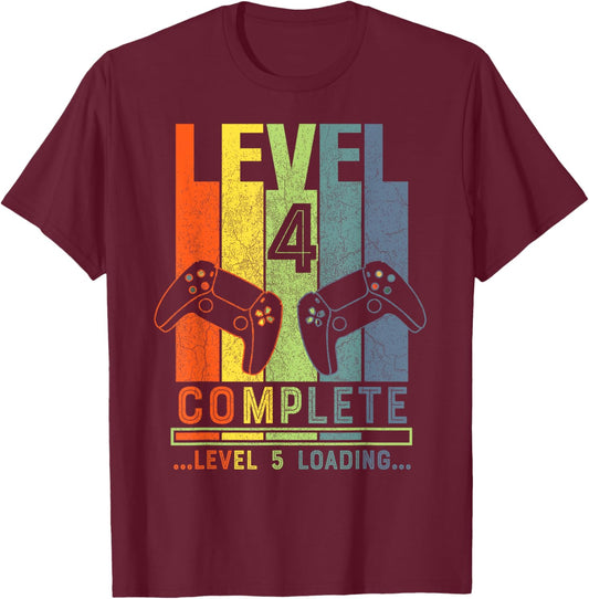Level 4 Complete Gamer Gift 4 Years Wedding Anniversary T-Shirt - T-Shirt | Maroon