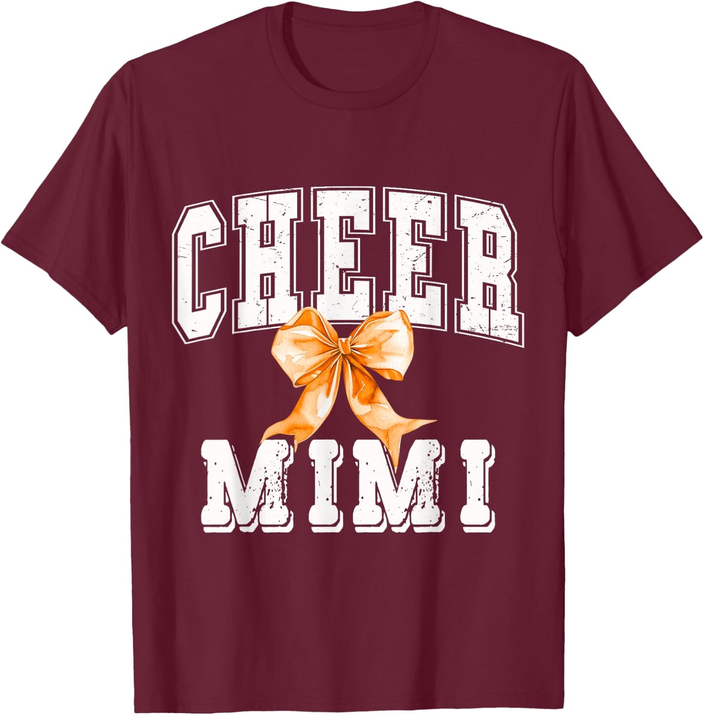 Cheer MIMI Coquette Orange Bow Cheerleader T-Shirt - T-Shirt | Maroon