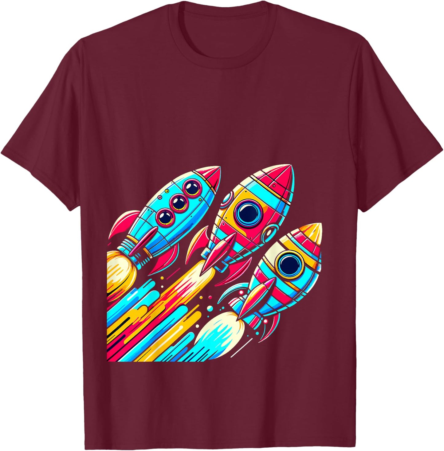 Rocket Ships Astronaut Space T-Shirt - T-Shirt | Maroon