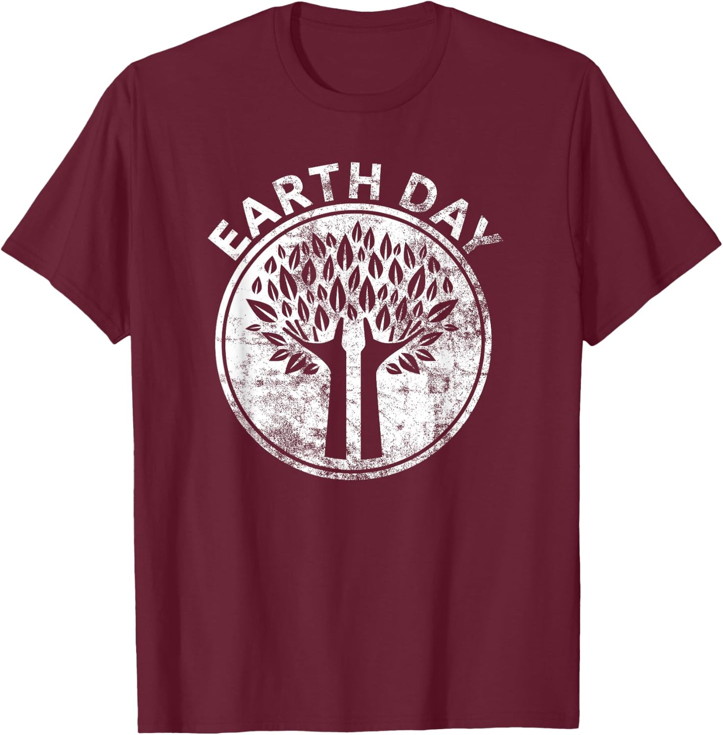 EARTH DAY T SHIRT Hands Tree Lover Nature Men Women Kids T-Shirt - T-Shirt | Maroon