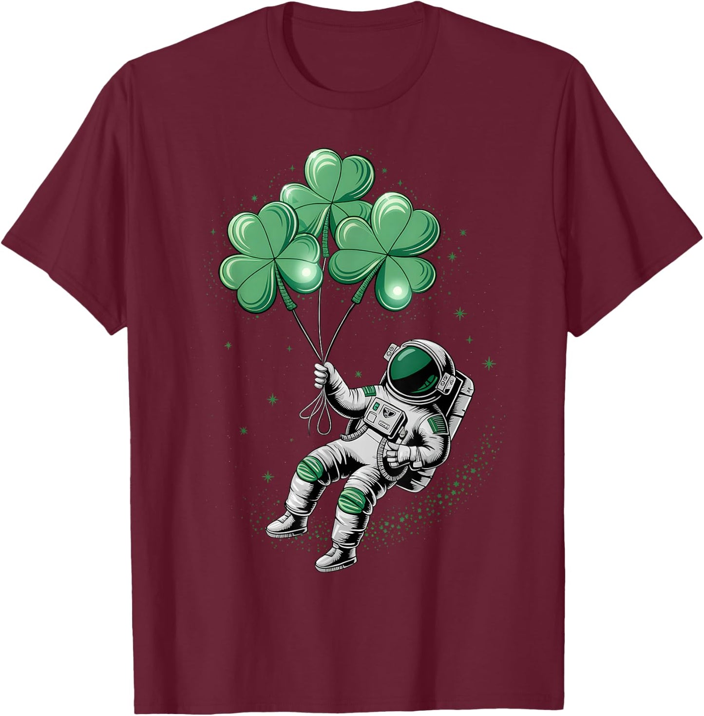 St Patricks Day Boys Toddler Kids Astronaut Shamrock Lucky T-Shirt - T-Shirt | Maroon