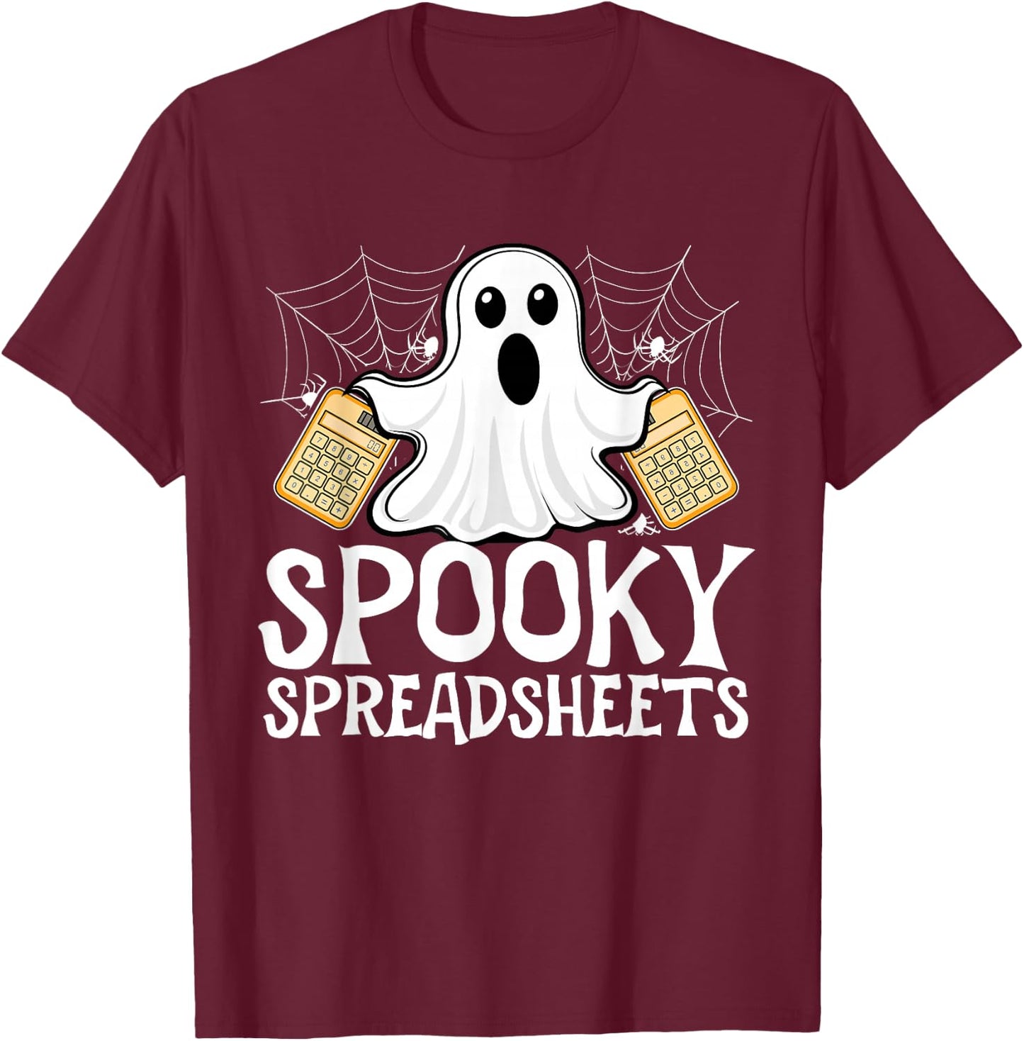 Spooky Accountant Halloween Trick Or Treat Spreadsheet T-Shirt - T-Shirt | Maroon