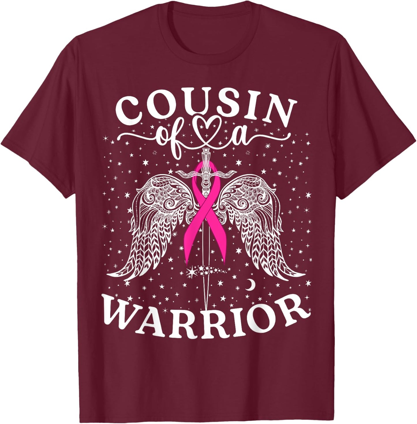Cousin Of A Warrior Breast Cancer Awareness Support Squad T-Shirt - T-Shirt | Maroon
