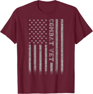 Combat Vet American Flag T-Shirt - T-Shirt | Maroon