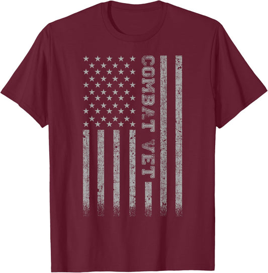 Combat Vet American Flag T-Shirt - T-Shirt | Maroon