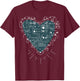 Retro Gaming Heart Video Game Controllers Gamer T-Shirt - T-Shirt | Maroon