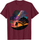 Galaxy Couple, Twin Flames Embrace Under A Canopy Of Stars T-Shirt - T-Shirt | Maroon