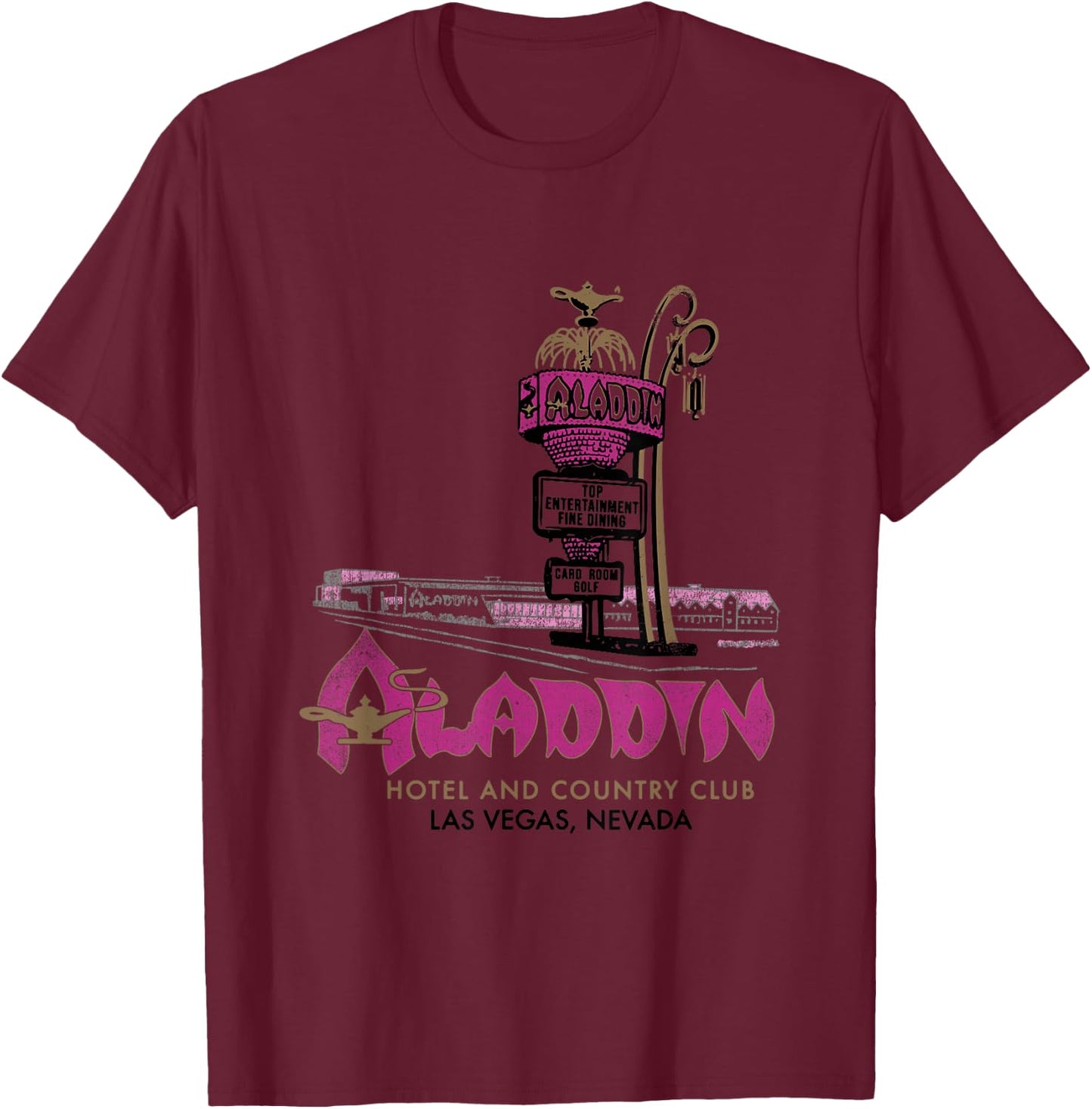Vintage Aladdin Hotel and Casino Las Vegas T-Shirt - T-Shirt | Maroon