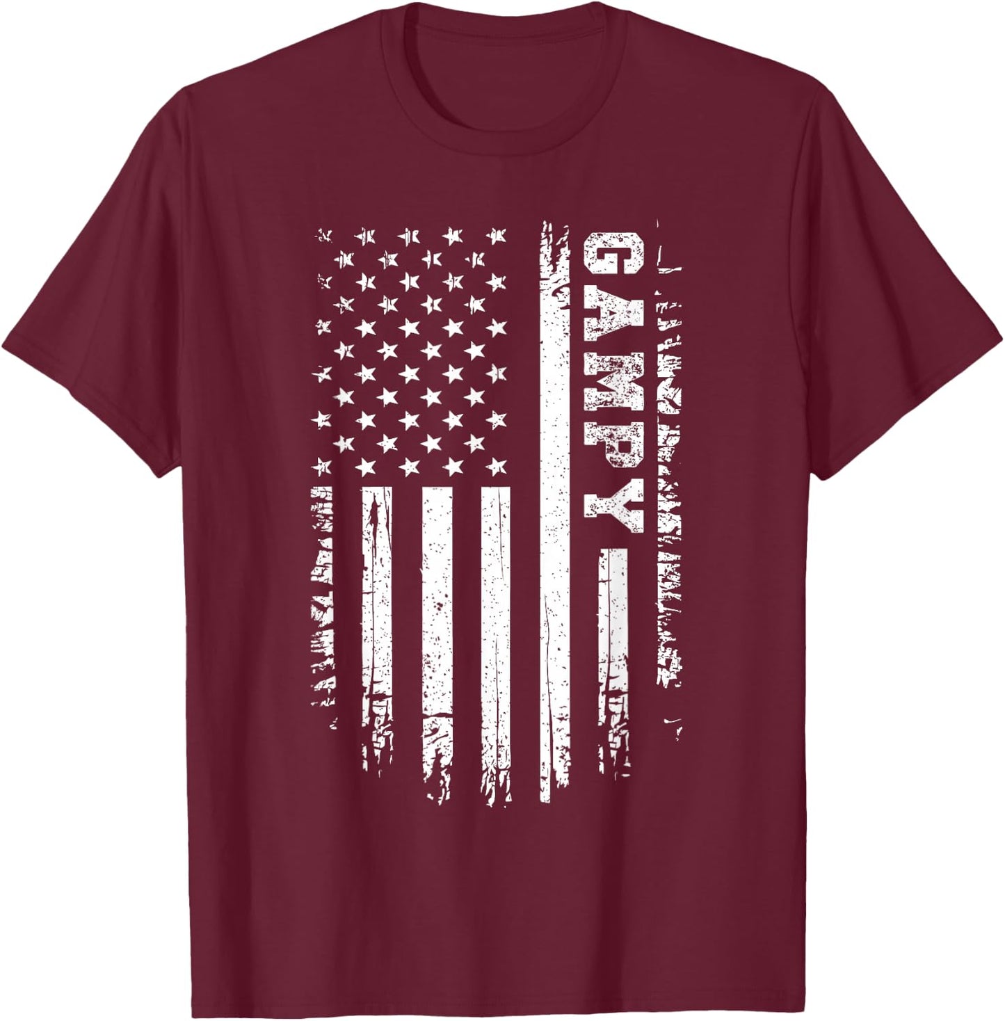 Vintage Gampy American Flag 4th of July USA Retro T-Shirt - T-Shirt | Maroon