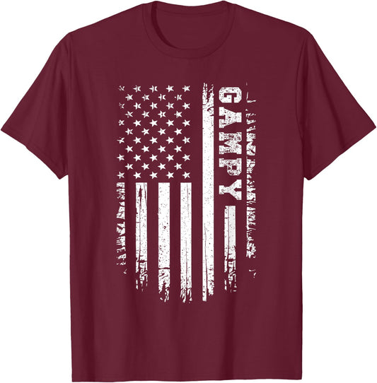 Vintage Gampy American Flag 4th of July USA Retro T-Shirt - T-Shirt | Maroon