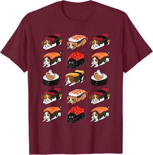 Sushi Beagle Funny T-Shirt - T-Shirt | Maroon